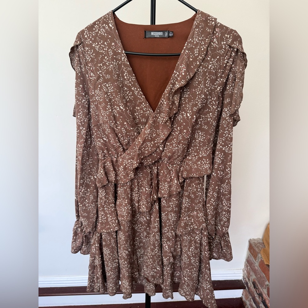 Missguided Brown Floral Dress